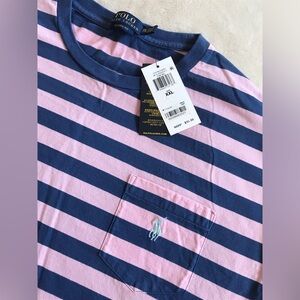 Polo by Ralph Lauren Navy and Pink Striped Shirt